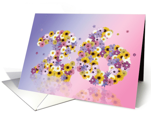 26th Birthday Flower Numbers card (915988)