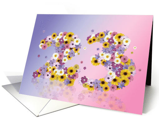 23rd Birthday Flower Numbers card (915991)