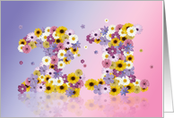 21st Birthday Flower Numbers card