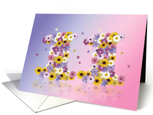 11th Birthday Flower Numbers card (916005)