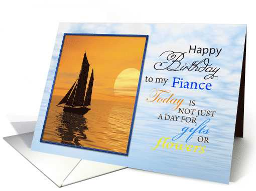 Fiance Birthday Yatch in the Sunset card (916371)