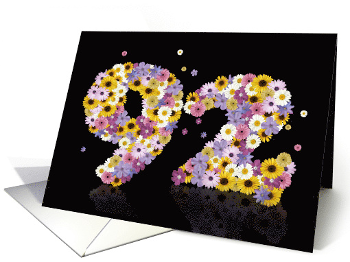 92nd Birthday Party Invitation Flower Numbers card (917570)