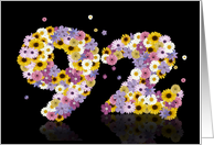 92nd Birthday Party Invitation Flower Numbers card
