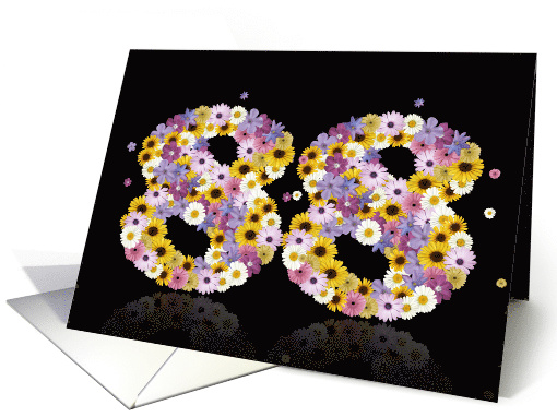 88th Birthday Party Invitation Flower Numbers card (917590)