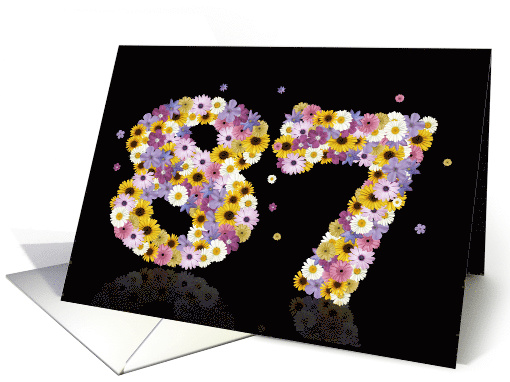 87th Birthday Party Invitation Flower Numbers card (917591)