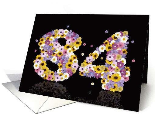 84th Birthday Party Invitation Flower Numbers card (917594)