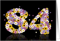 84th Birthday Party Invitation Flower Numbers card