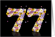77th Birthday Party Invitation Flower Numbers card