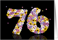 76th Birthday Party Invitation Flower Numbers card