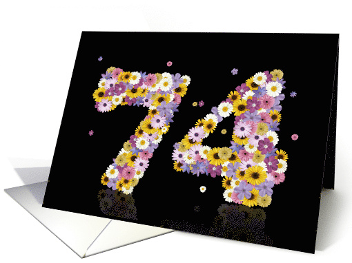 74th Birthday Party Invitation Flower Numbers card (917610)