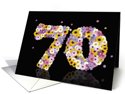 70th Birthday Party Invitation Flower Numbers card (917612)