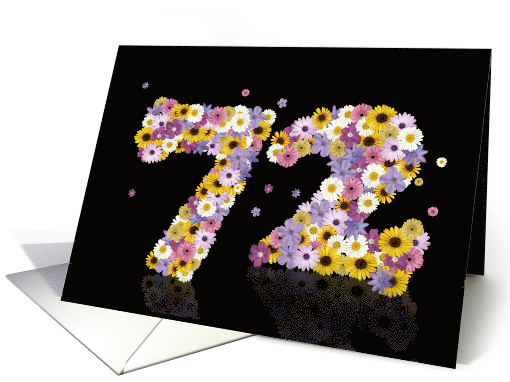 72nd Birthday Party Invitation Flower Numbers card (917613)