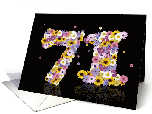 71st Birthday Party Invitation Flower Numbers card (917614)