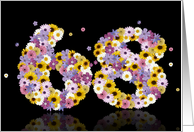 68th Birthday Party Invitation Flower Numbers card