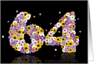 64th Birthday Party Invitation Flower Numbers card