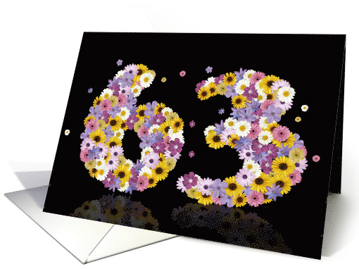 63rd Birthday Party Invitation Flower Numbers card (917623)