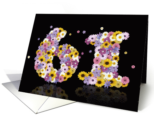 61st Birthday Party Invitation Flower Numbers card (917625)
