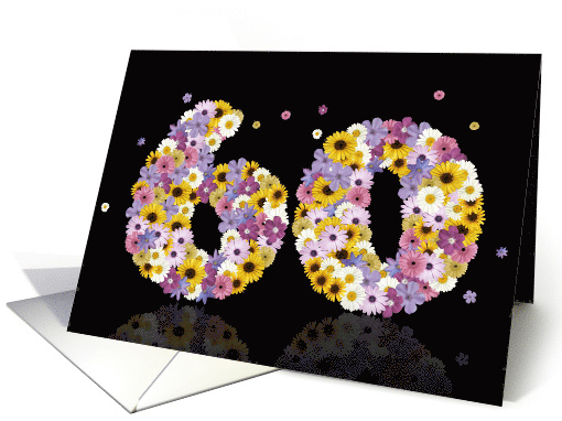 60th Birthday Party Invitation Flower Numbers card (917626)
