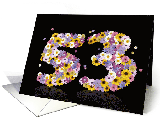 53rd Birthday Party Invitation Flower Numbers card (917637)