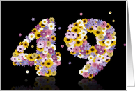 49th Birthday Party Invitation Flower Numbers card