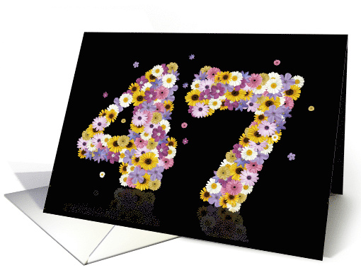 47th Birthday Party Invitation Flower Numbers card (917648)
