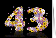 43rd Birthday Party Invitation Flower Numbers card