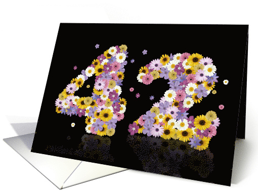 42nd Birthday Party Invitation Flower Numbers card (917654)
