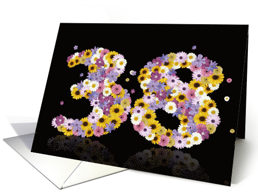 38th Birthday Party Invitation Flower Numbers card (917660)