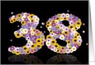 38th Birthday Party Invitation Flower Numbers card