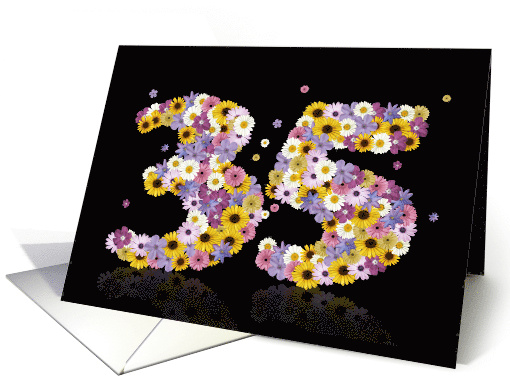 35th Birthday Party Invitation Flower Numbers card (917663)