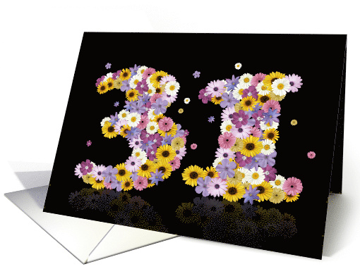 31st Birthday Party Invitation Flower Numbers card (917667)
