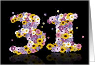 31st Birthday Party Invitation Flower Numbers card