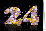 24th Birthday Party Invitation Flower Numbers card