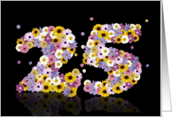 25th Birthday Party Invitation Flower Numbers card