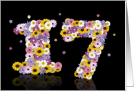 17th Birthday Party Invitation Flower Numbers card