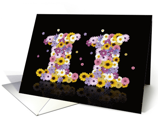 11th Birthday Party Invitation Flower Numbers card (917695)