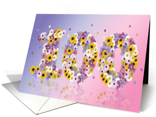 100th Birthday Party Invitation Flower Numbers card (919027)