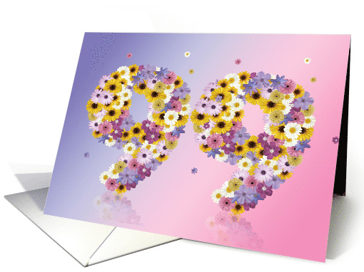 99th Birthday Party Invitation Flower Numbers card (919028)