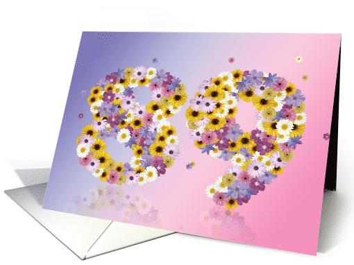 89th Birthday Party Invitation Flower Numbers card (919374)