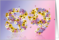 89th Birthday Party Invitation Flower Numbers card