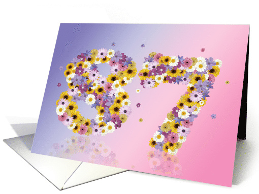 87th Birthday Party Invitation Flower Numbers card (919376)