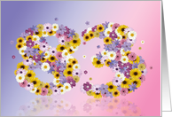 83rd Birthday Party Invitation Flower Numbers card
