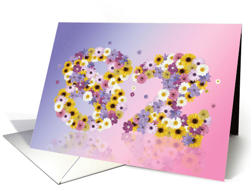 82nd Birthday Party Invitation Flower Numbers card (919381)