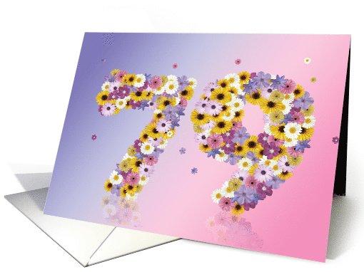 79th Birthday Party Invitation Flower Numbers card (919435)