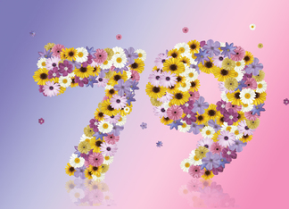 79th Birthday Party Invitation Flower Numbers