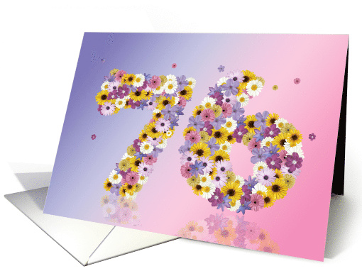 76th Birthday Party Invitation Flower Numbers card (919438)