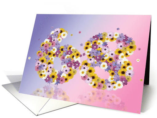 68th Birthday Party Invitation Flower Numbers card (919446)