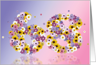 68th Birthday Party Invitation Flower Numbers card