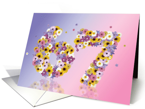 67th Birthday Party Invitation Flower Numbers card (919447)
