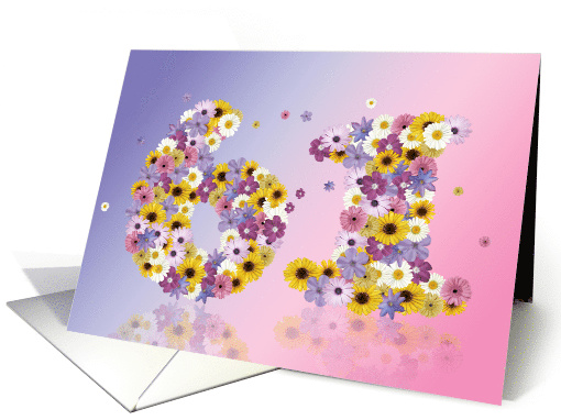 61st Birthday Party Invitation Flower Numbers card (919452)